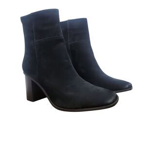 Aldo Black Ankle Boots Suede Leather Casual Zipper Ormosia US 10 Square Toe